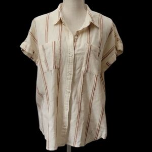 Wonderly Cream and Brown Casual Button Down Shirt